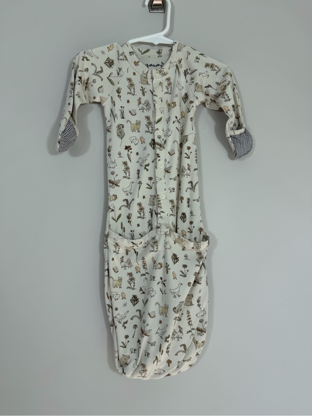 Goumi Baby 3-6M Bamboo Organic Cotton Woodland Convertible Sleeper Gown